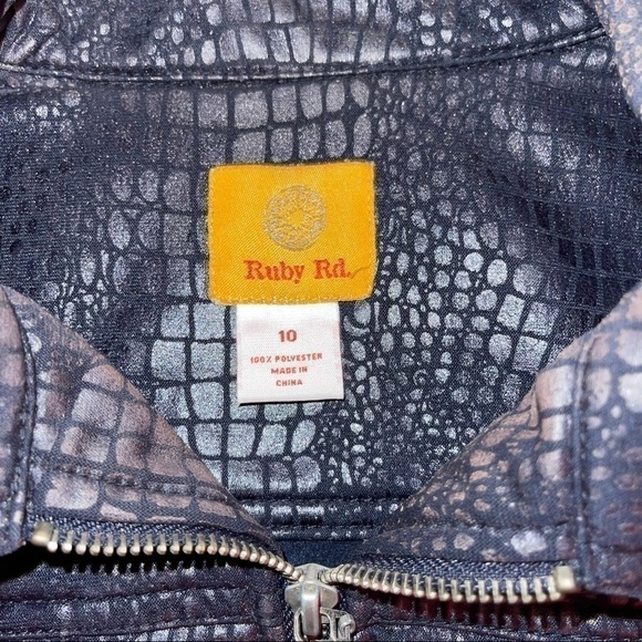 RUBY Rd Faux Snake Bomber Jacket Sz 10 - Picture 5 of 5